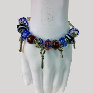 Beaded Key Charm Bracelet